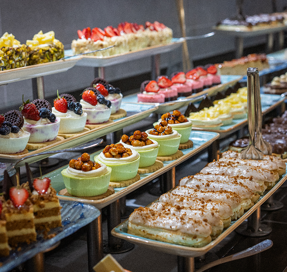 various bakery items displayed for sale