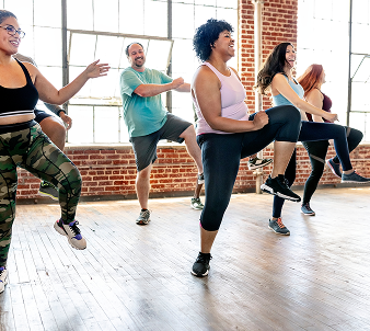 group of people in an exercise class